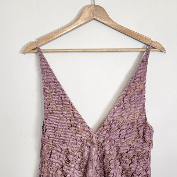 EUC Free People Dangerous Love Sleeveless Lace Mini Dress Wisteria Size 4 - Picture 11 of 16